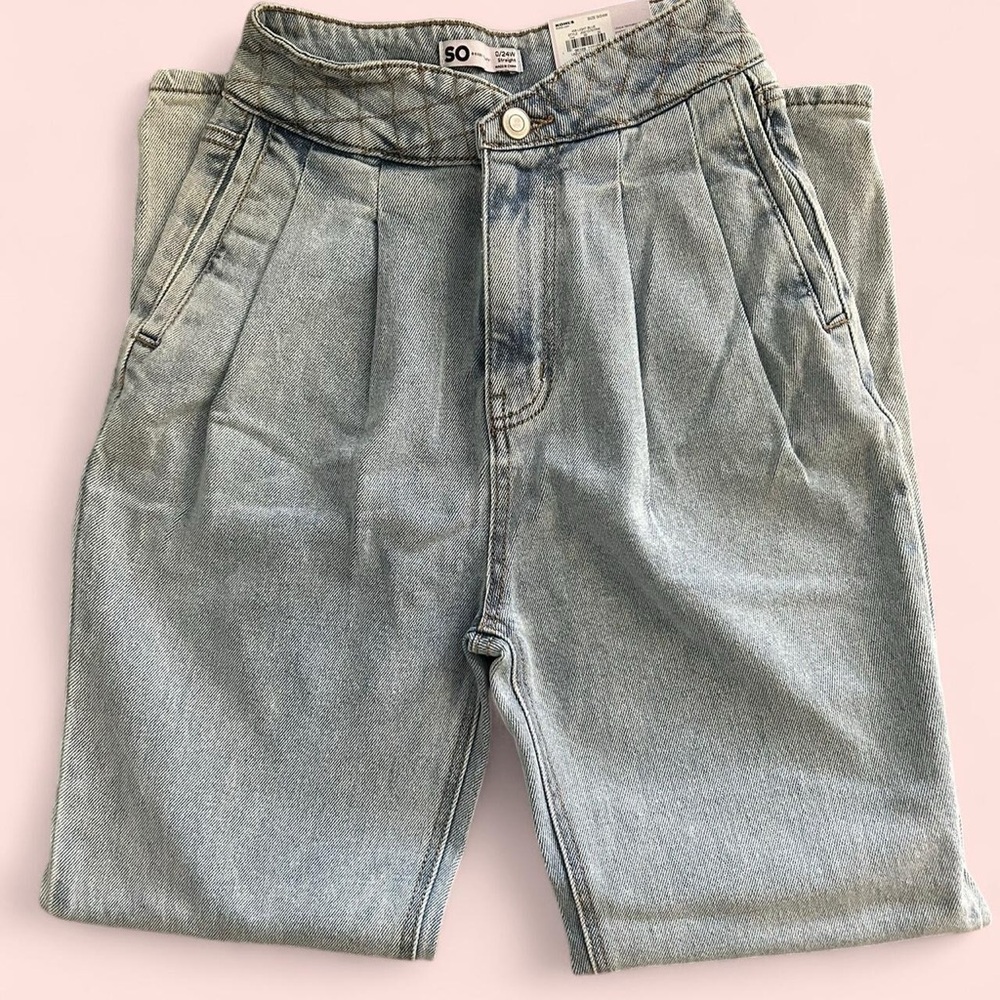 High waisted straight leg jeans